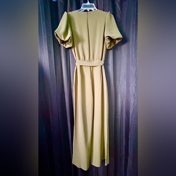 Pretty Garden Olive Green Bubble-Sleeve Belted Jumpsuit, Size S - Picture 7 of 11